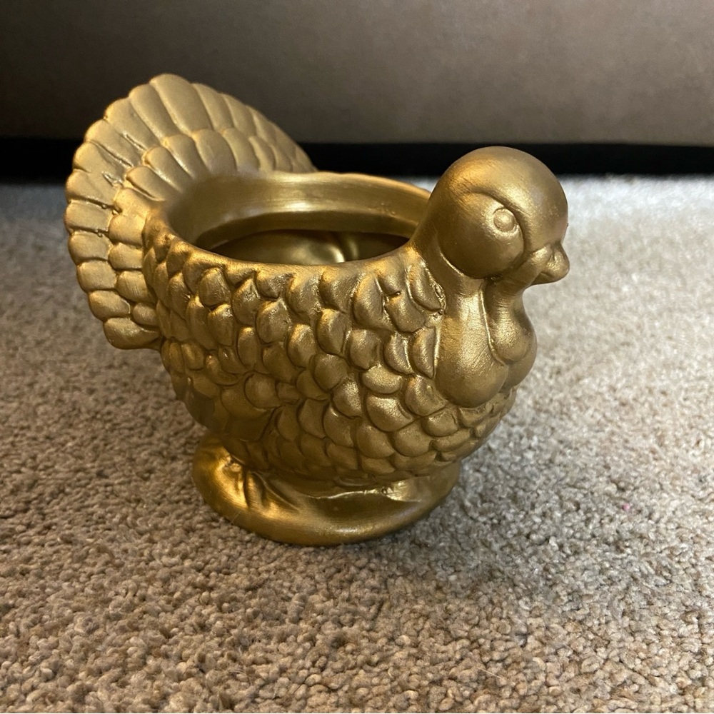 Gold Turkey Shaped Planter/candle‎ holder - Picture 3 of 8